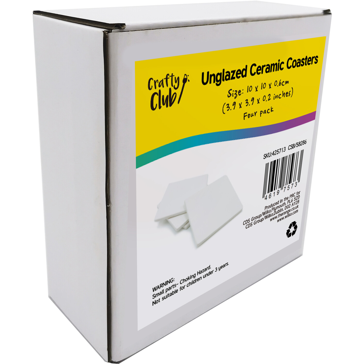 Unglazed Ceramic Coasters - White Image 3