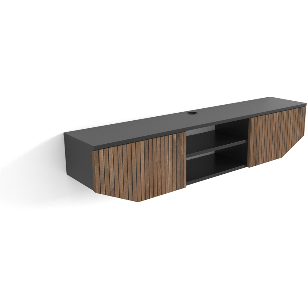Decorotika Hera 2 Door 2 Shelf Black Alina Wall Mounted TV Unit Image 2