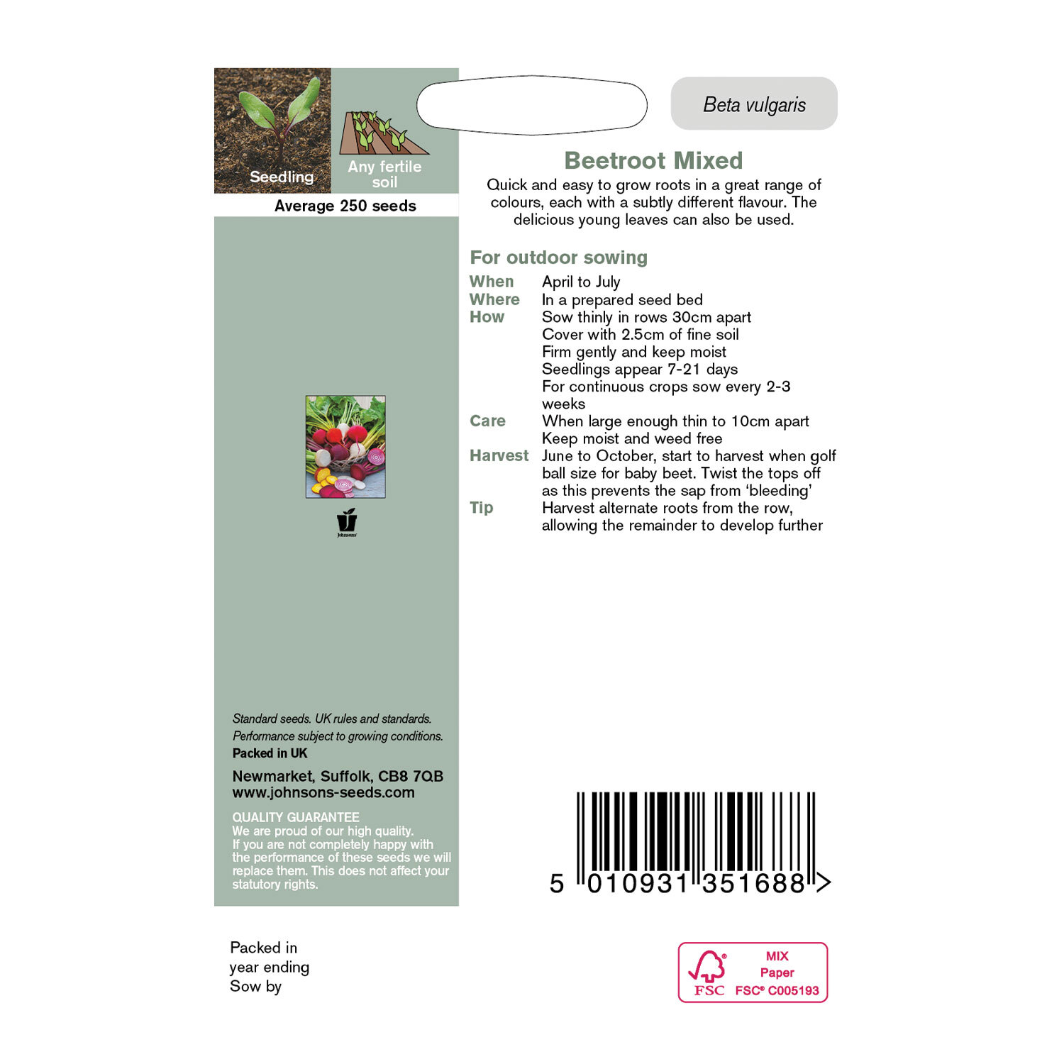 Johnsons Beetroot Mixed Vegetable Seeds Image 3