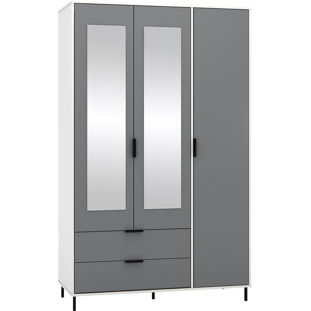 Seconique Madrid 3 Door Wardrobe Grey and White Gloss Bedroom Furniture Set Image 3