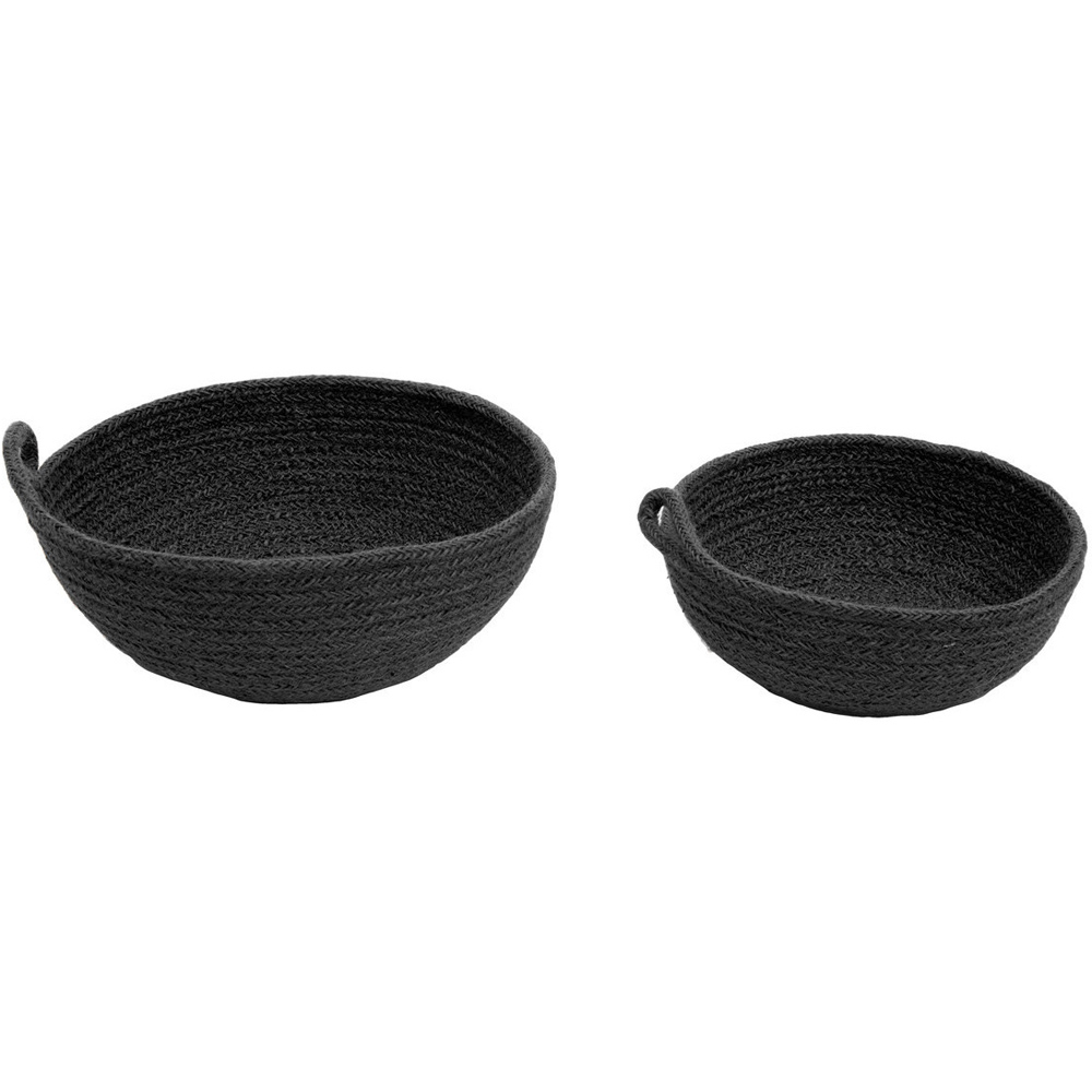 Premier Housewares Black Round Jute Basket Set of 2 Image 1