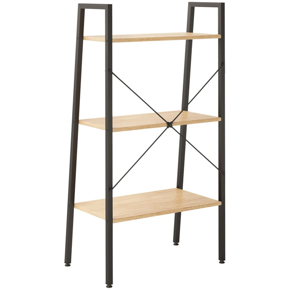 vidaXL 3 Shelf Light Brown and Black Standing Shelf Image 3