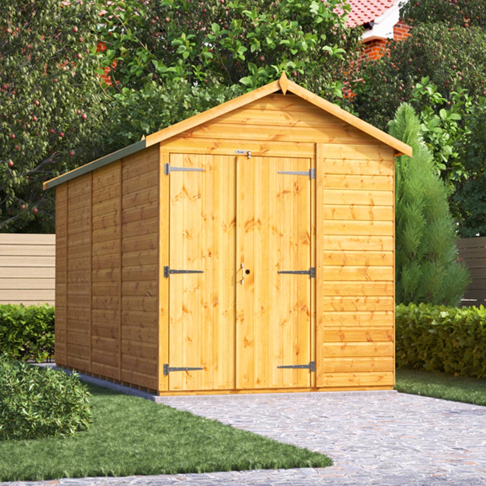 Power Sheds 14 x 6ft Double Door Apex Wooden Shed Image 2