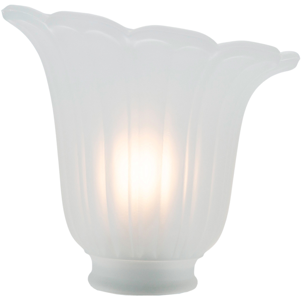 Happy Homewares Frosted White Floral Glass Shade with Slanted Opening 2 Pack Image 6