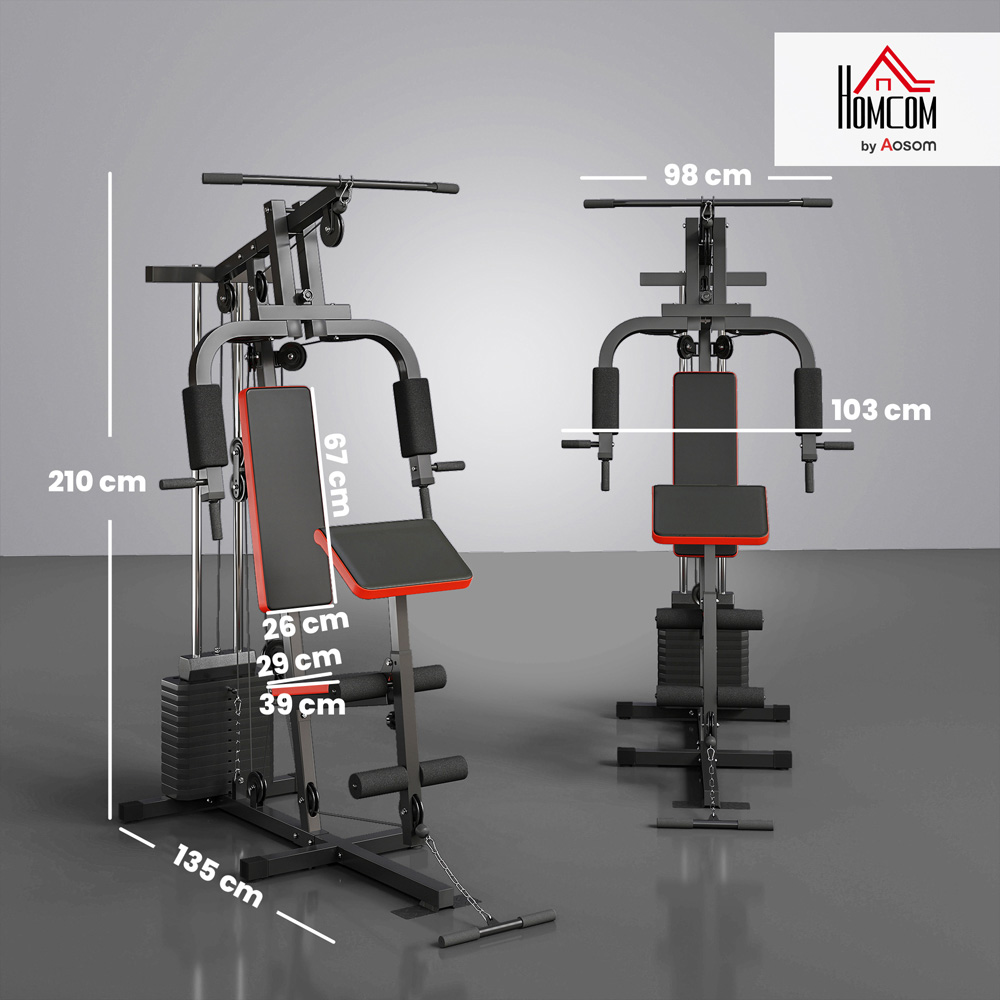 HOMCOM Black Multi Home Gym Machine with Weights 65kg Image 9