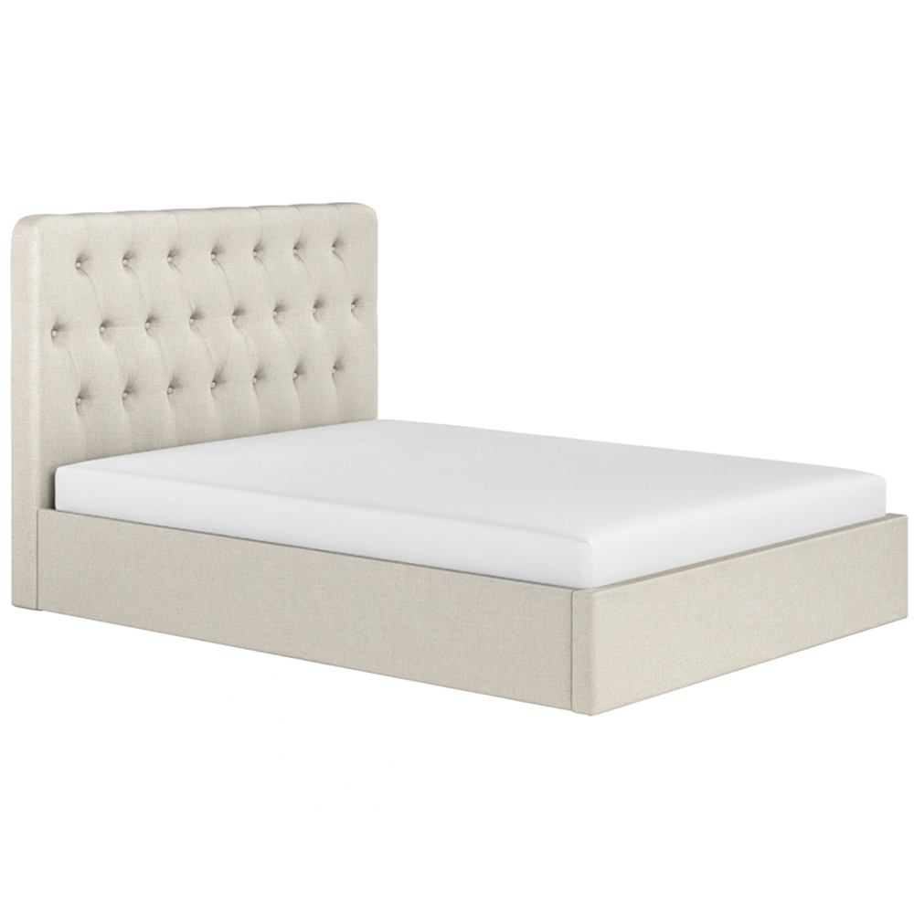 Flair Marley Double Beige Woven Fabric Ottoman Bed with Buttoned Headboard Image 2