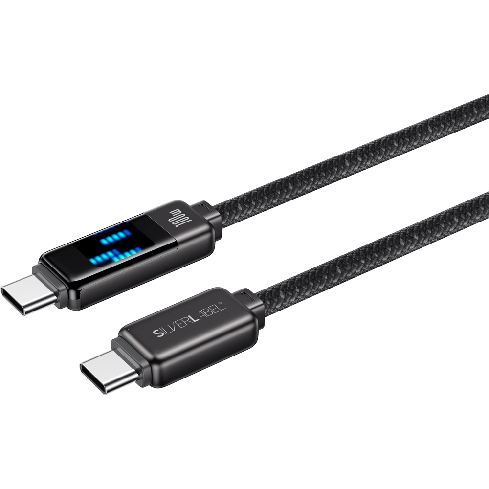 SilverLabel 100W Black USB-C to USB-C Cable 1m Image 2