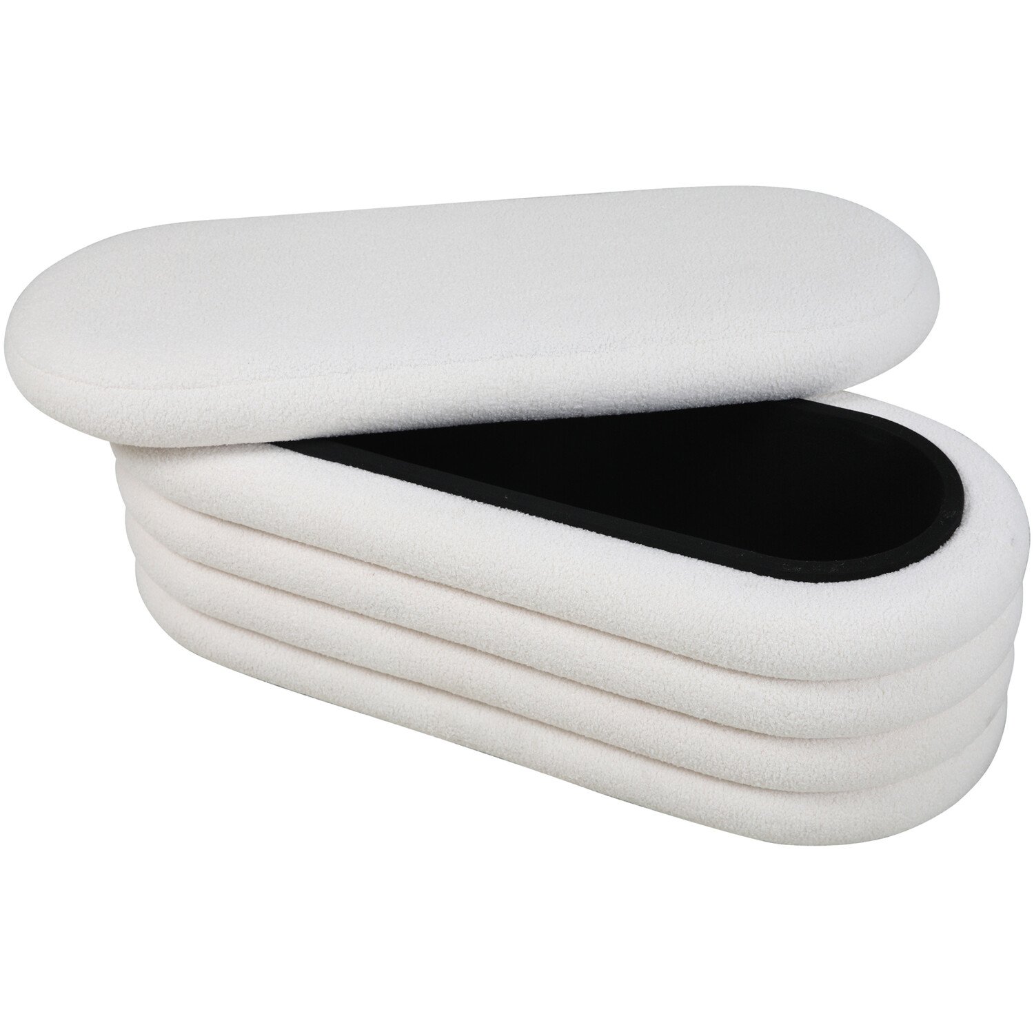 Cream Boucle Storage Ottoman Cream Image 3