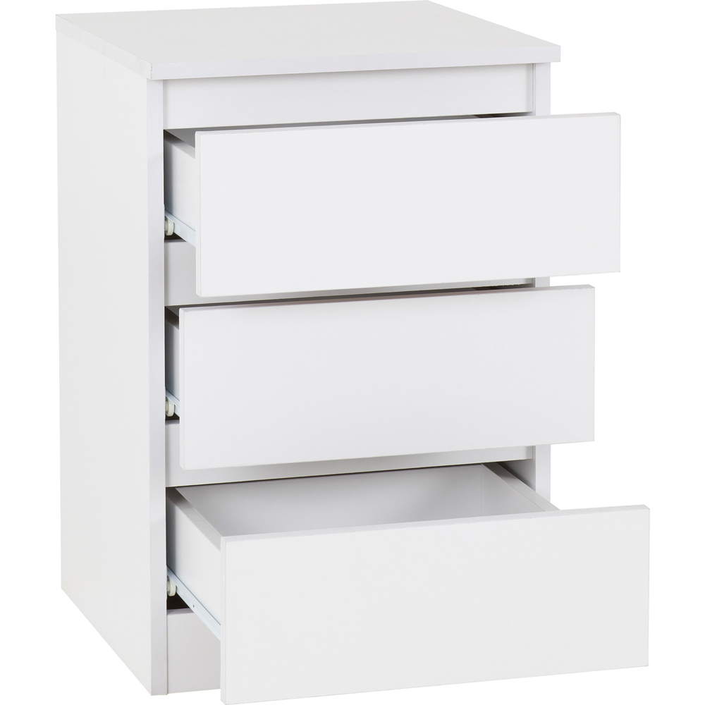 Seconique Malvern 3 Drawer White Bedside Table Image 4