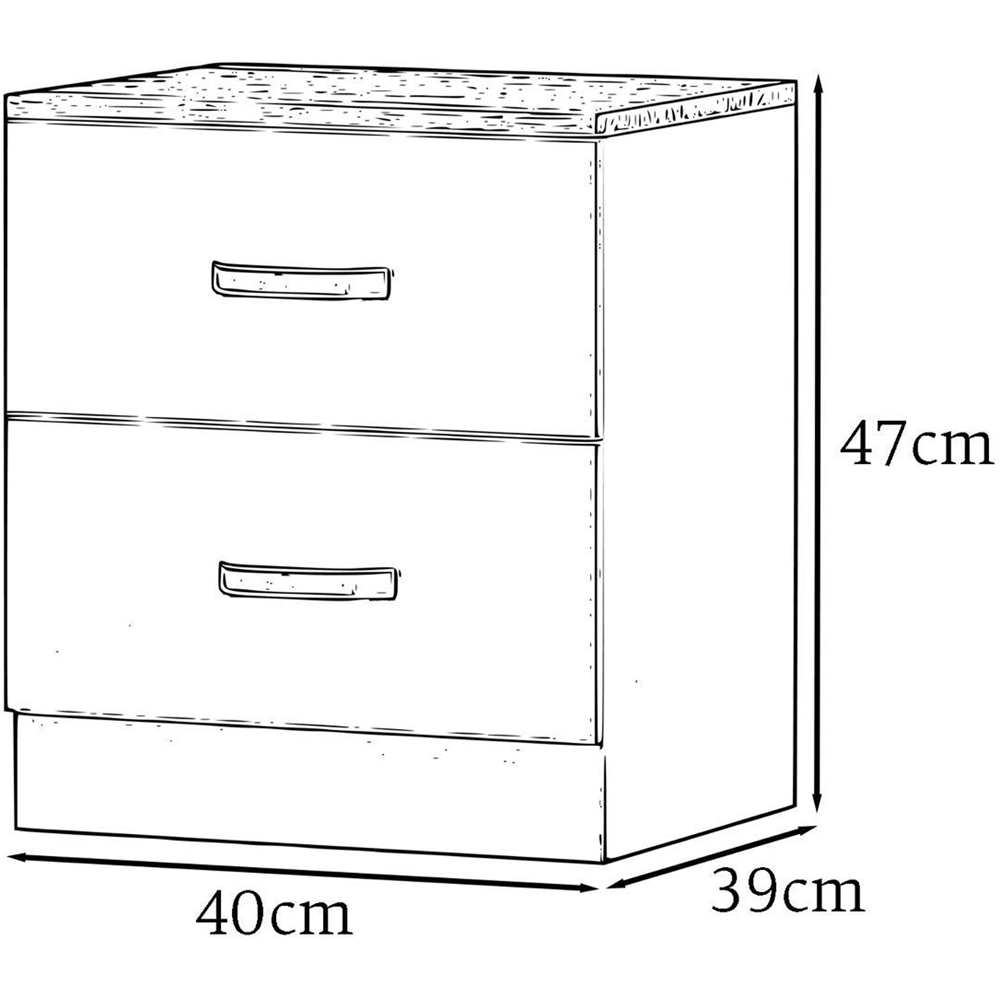 FWStyle Tunis 2 Drawer Matt Black Bedside Table Image 5