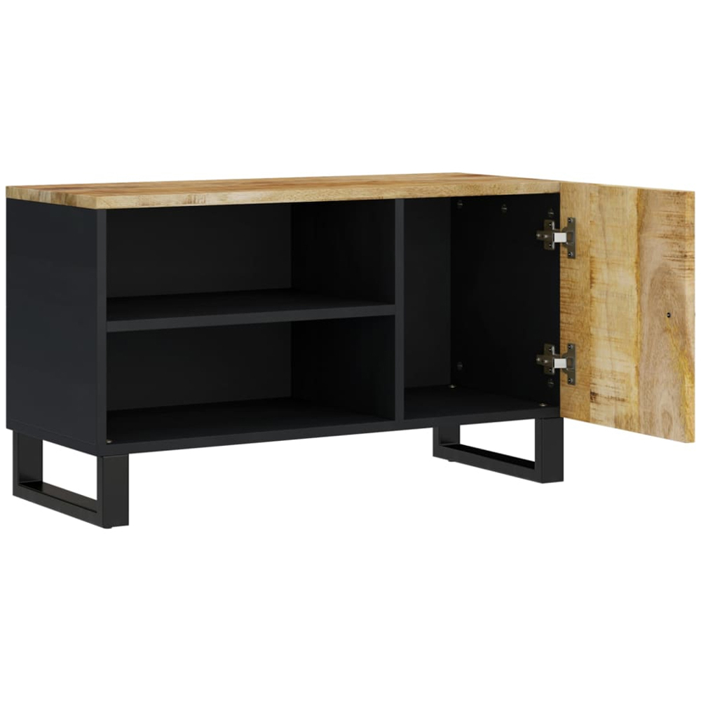 vidaXL Single Door 2 Shelf Light Brown Solid Mango Wood TV Cabinet Image 4