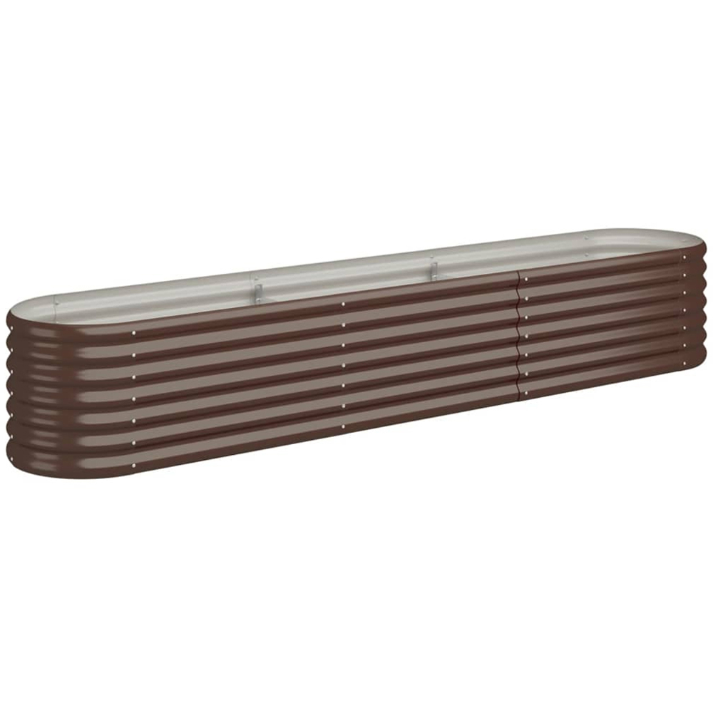 vidaXL Brown Galvanised Steel Raised Garden Bed 36 x 224 x 40cm Image 1