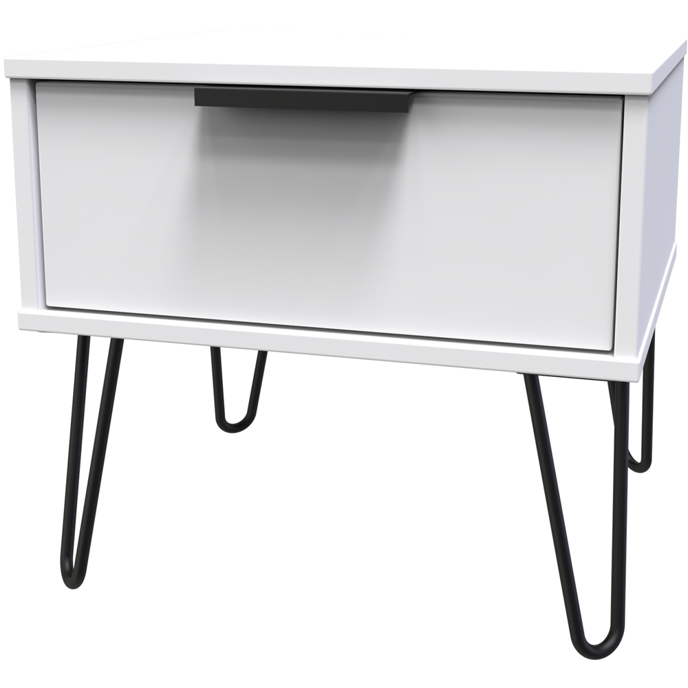 Crowndale Hong Kong Single Drawer Matt White Wide Side Table Ready Assembled Image 2