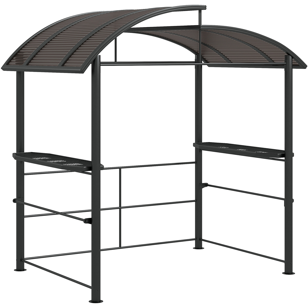 Outsunny 2.4 x 1.5m Dark Grey BBQ Grill Gazebo with Side Shelves Image 2