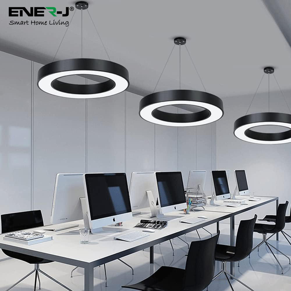 ENER-J Cool White LED 24W 6000K Hollow Round Minimalist Pendant Light Image 4