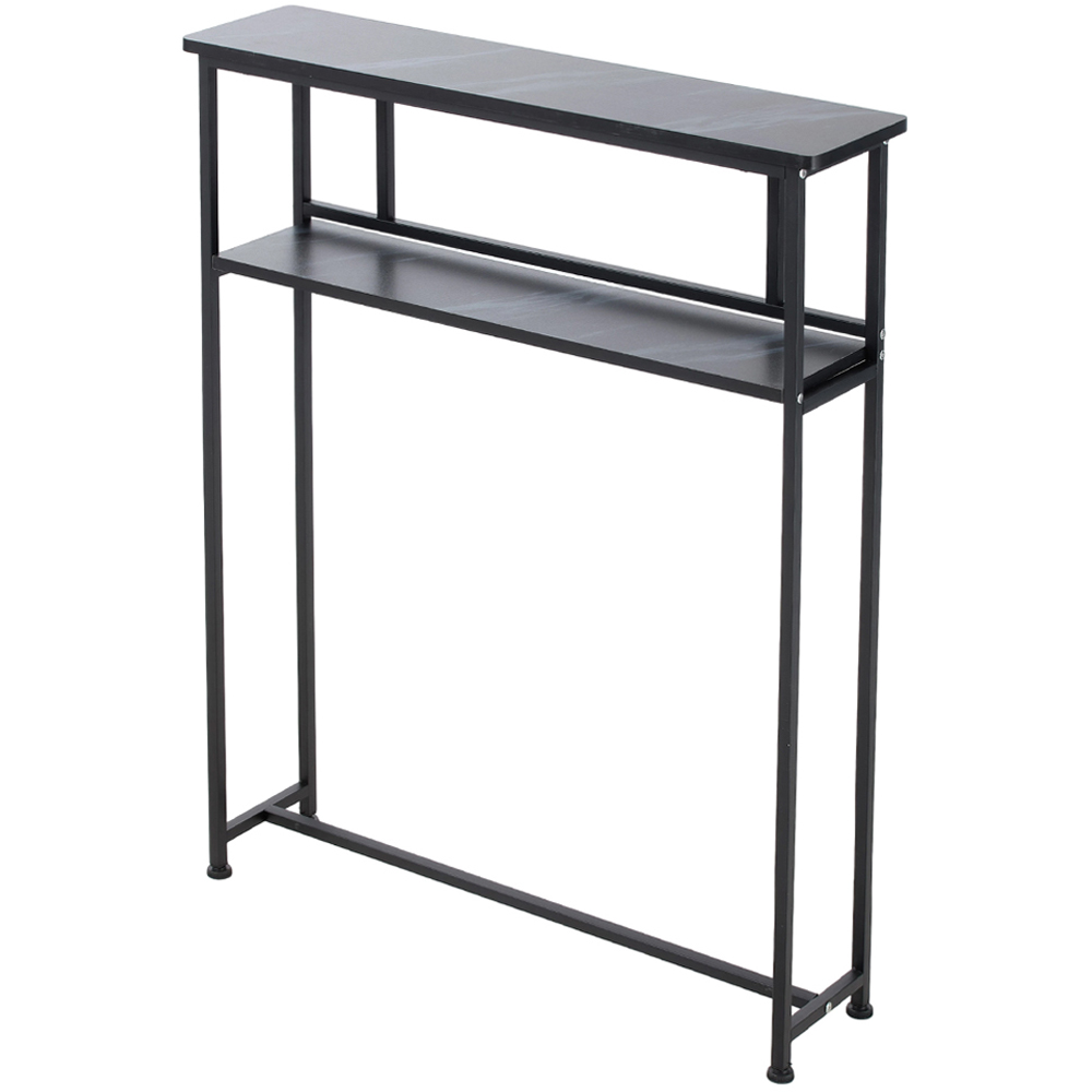Living and Home 2-Tier Black Faux Marble Top Console Table Image 2