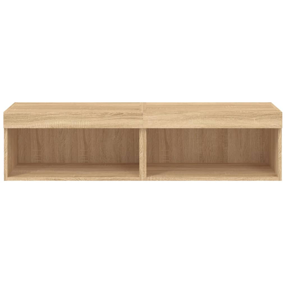 vidaXL Single Shelf Sonoma Oak Wall Mounted LED TV Cabinet Set of 2 Image 8