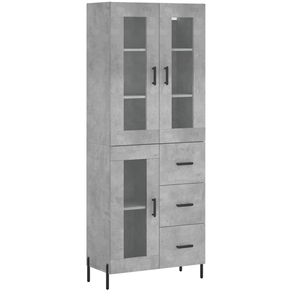 vidaXL 3 Door 3 Drawer Concrete Grey Highboard Image 2