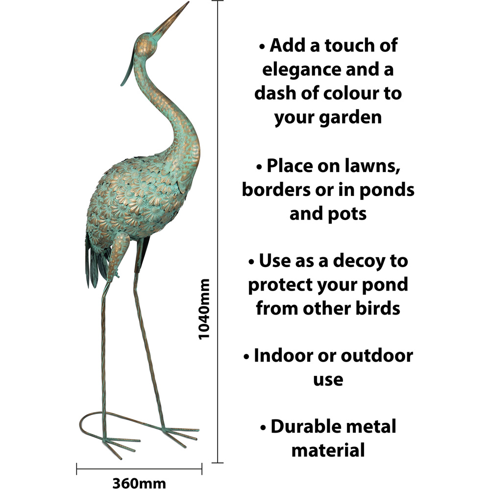 St Helens Gold Metal Heron Garden Ornament Image 4