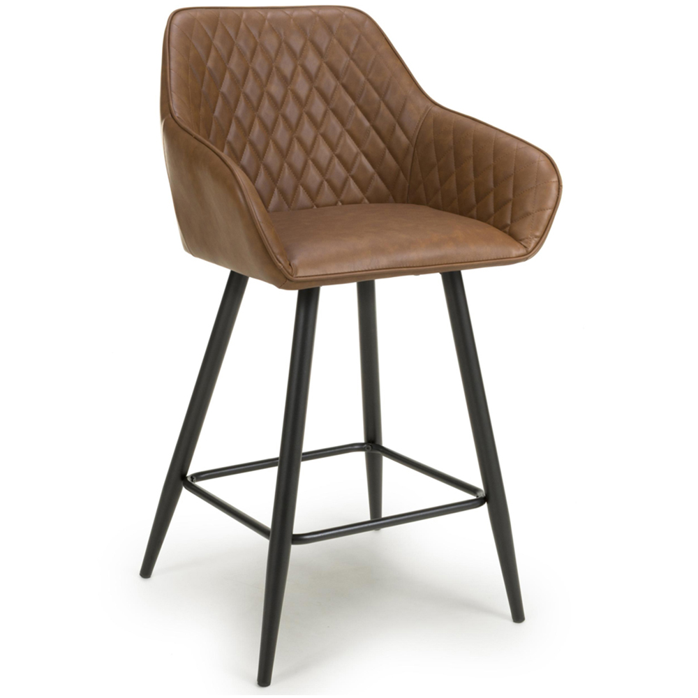 wilko Kensington Vintage Brown Quilted Bar Stool Image 2