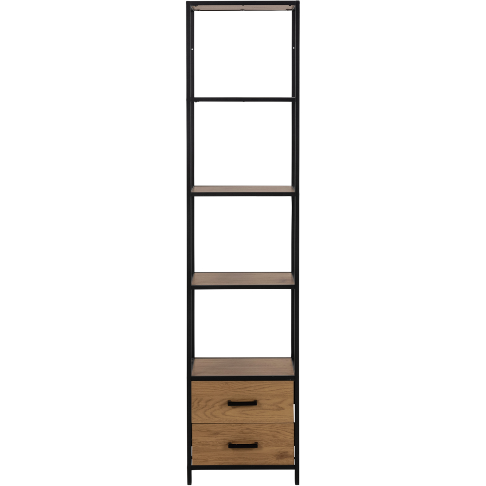 Florence Seaford 2 Drawer 4 Shelf Oak and Black Bookcase Image 3