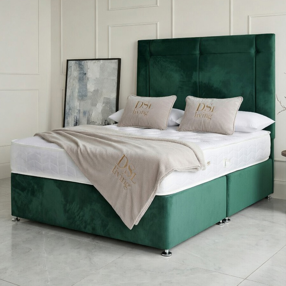 DS Living Kingsley Single Green Plush Divan Bed Image 1