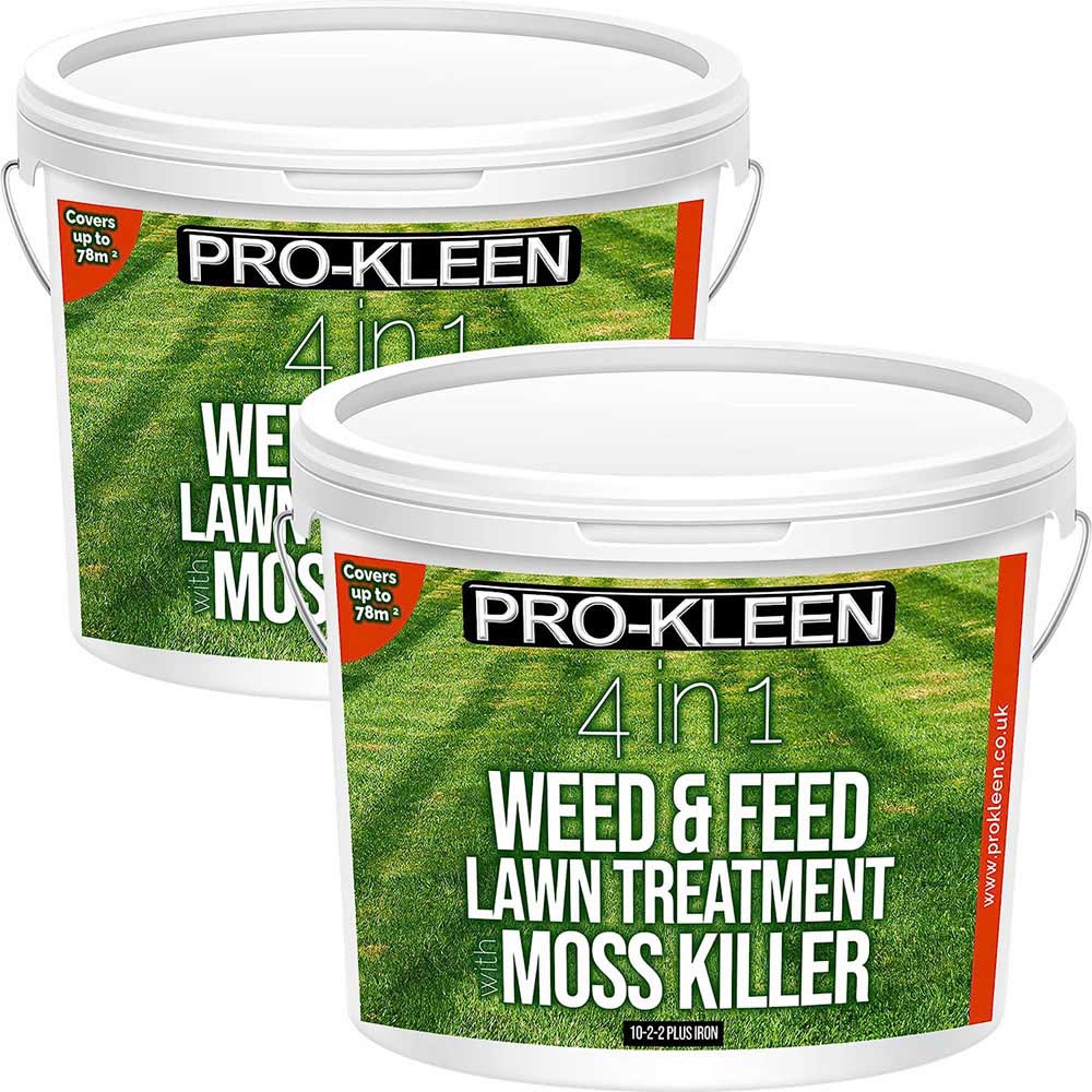 Pro-Kleen 4 in 1 Weed and Feed Lawn Treatment with Moss Killer 2.5kg 2 Pack Image 1
