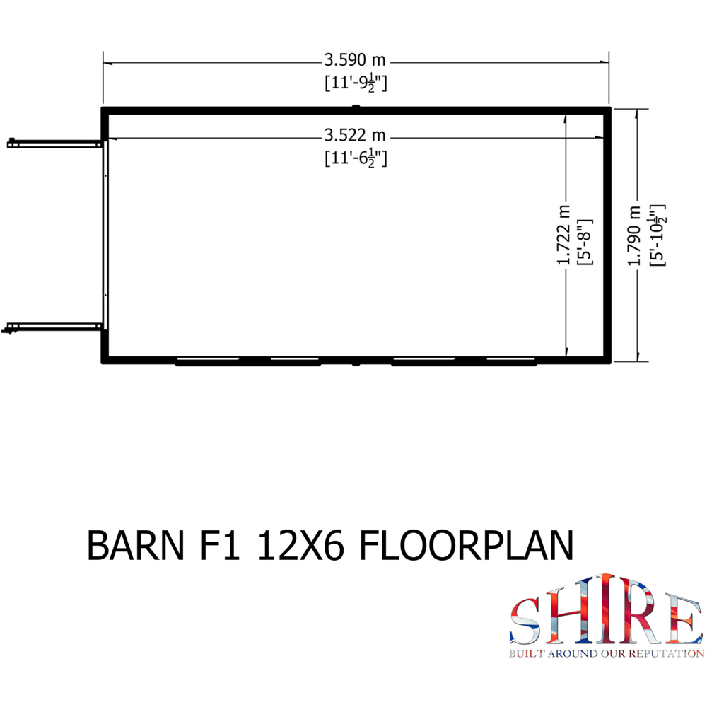 Shire Barn 12 x 6ft Double Door Shiplap Apex Garden Shed Image 7