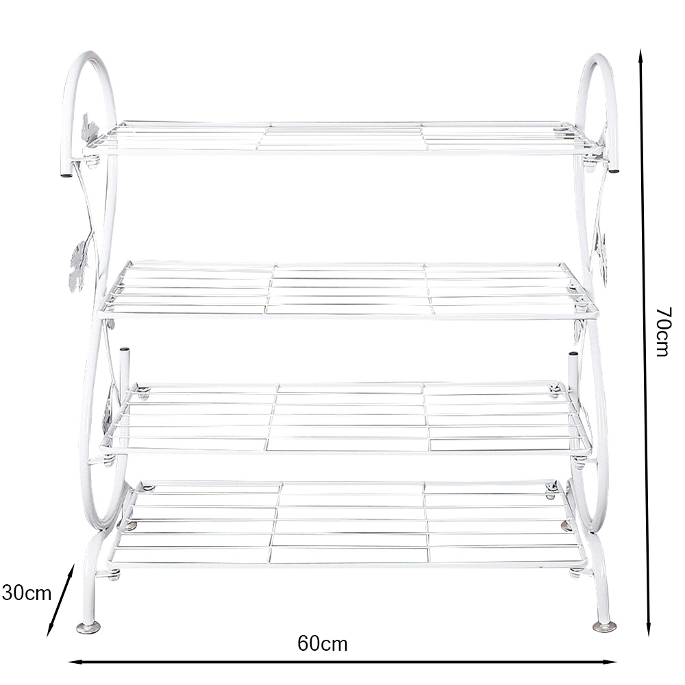 Living and Home Iron S-Shaped White Vintage Shoe Rack Image 2