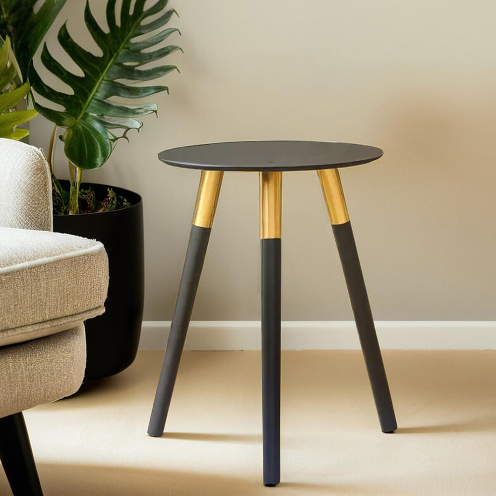Premier Housewares Black Round Top Side Table Image 3