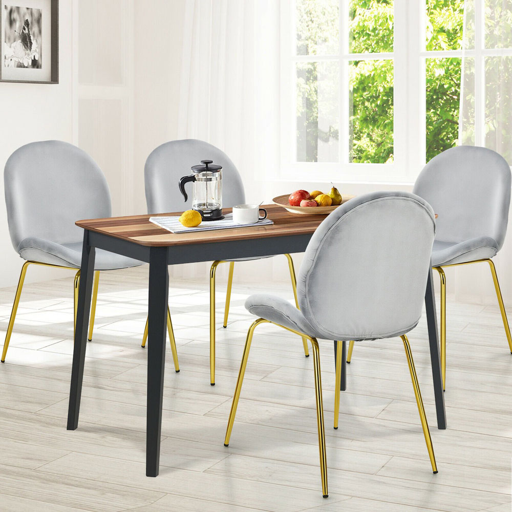 Costway Set of 2 Grey Velvet Dining Chairs Image 5
