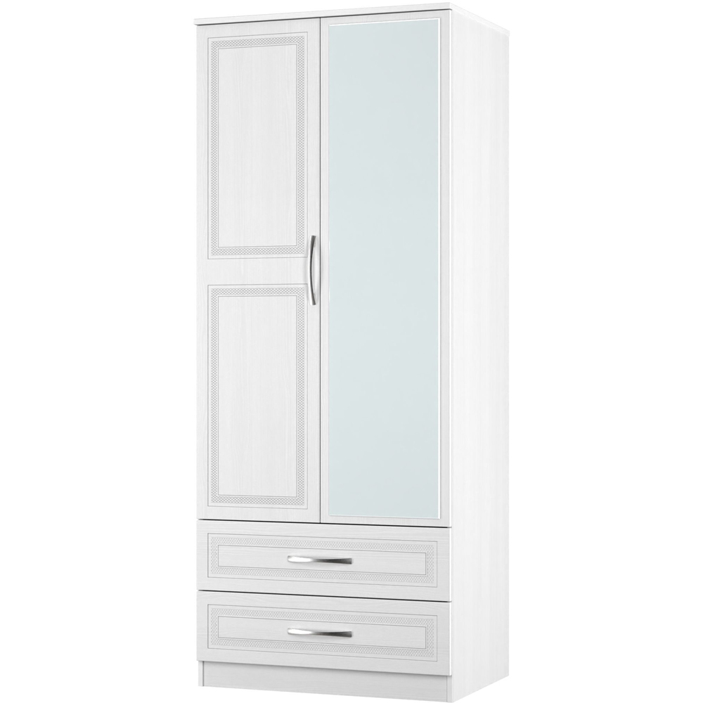 Crowndale Dorset 2 Door 2 Drawer Signature White Mirrored Wardrobe Ready Assembled Image 4