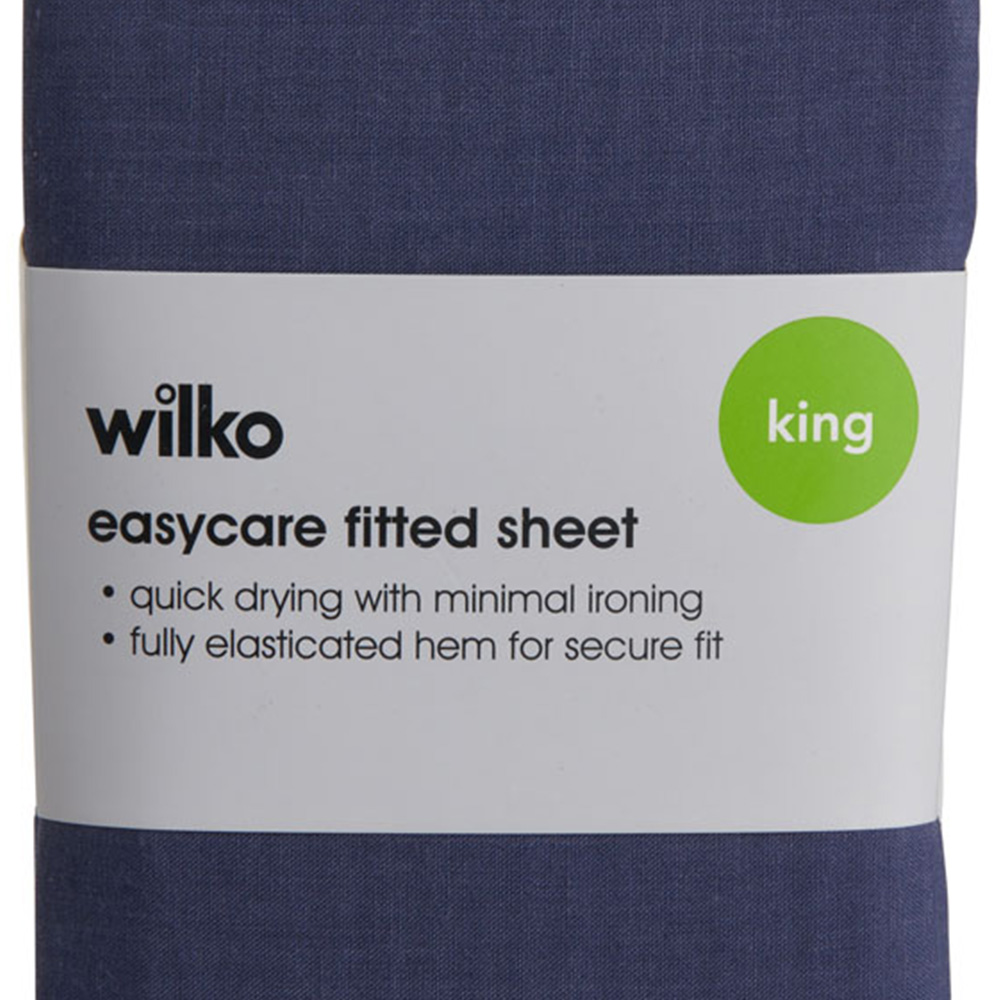Wilko Easy Care King Indigo Blue Fitted Bed Sheet Image 3