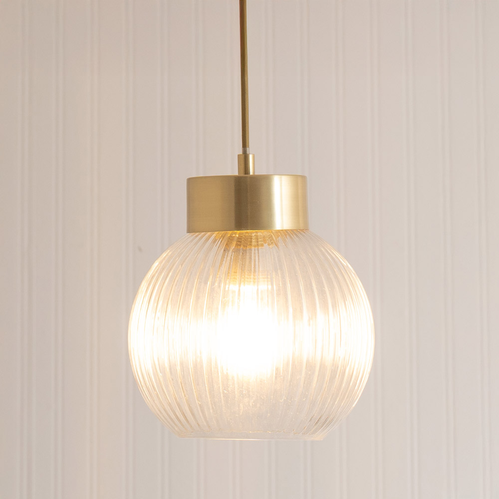 ValueLights Maddison Clear Ribbed Glass Globe Easy Fit Pendant Lamp Shade Image 2