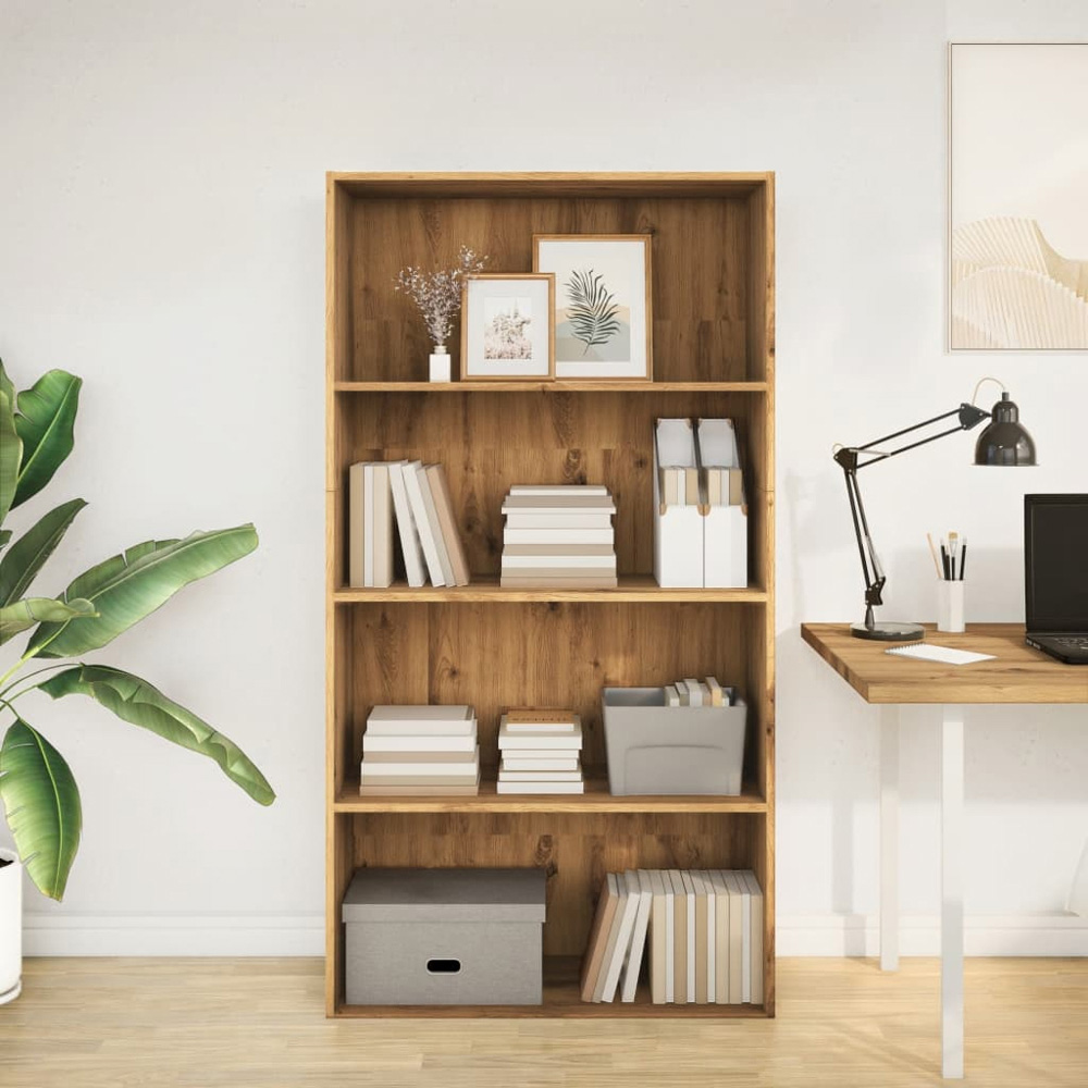 vidaXL 4 Shelf Artisian Oak Bookcase Image 7