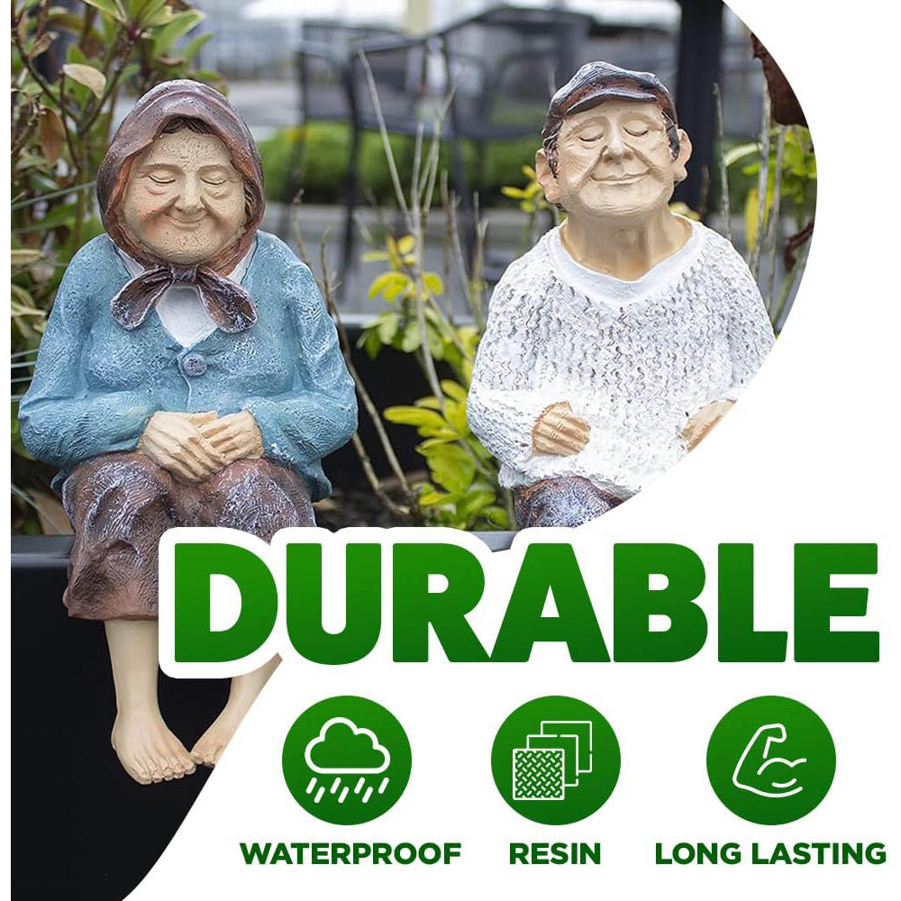 Marco Paul Set of Sitting Grandparent Statue Garden Ornament Image 7