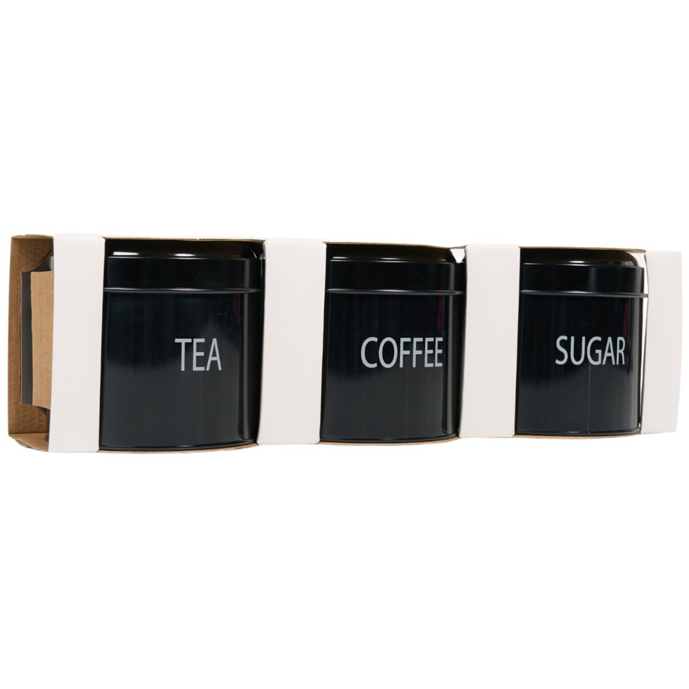 Set of 3 Metal Canisters Black Image 2