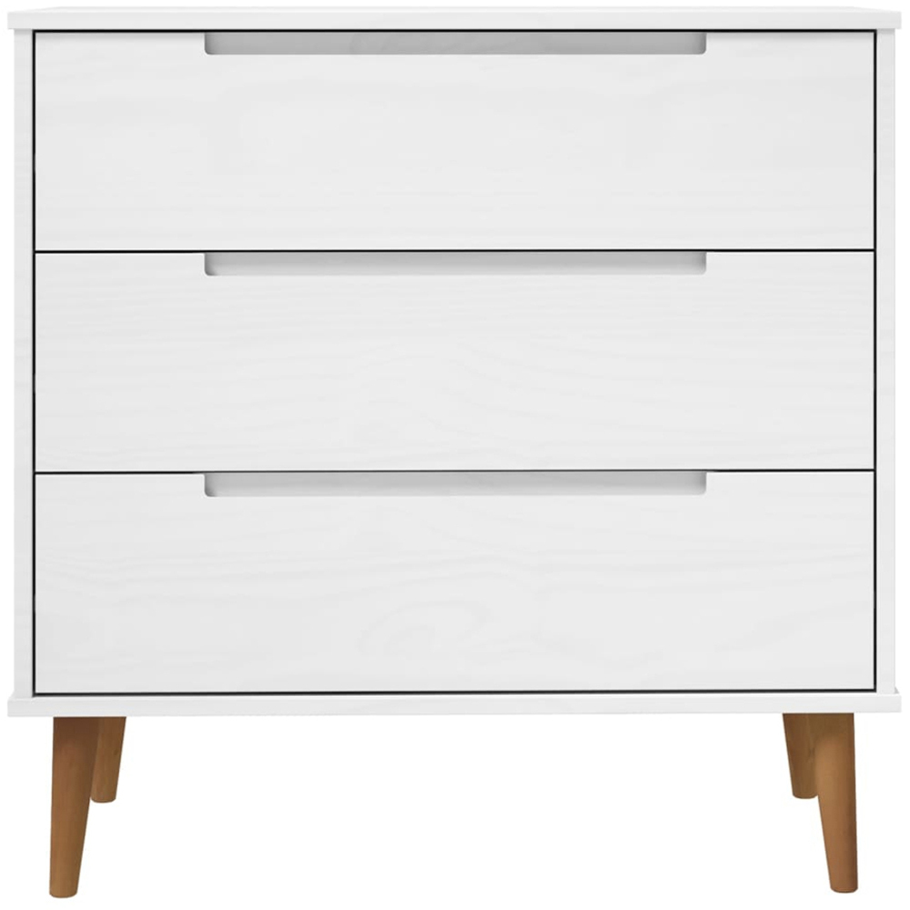 vidaXL 3 Drawer White Solid Pine Wood Drawer Cabinet Image 4