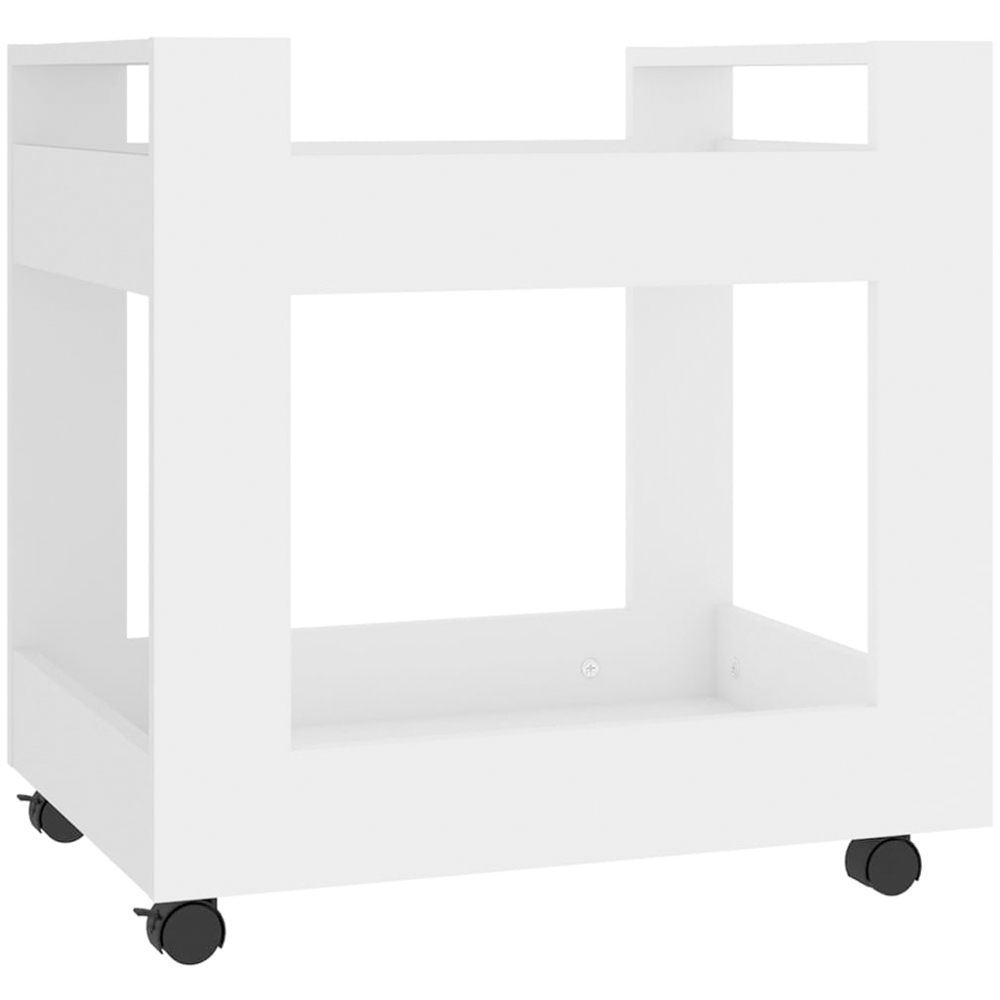 vidaXL 2 Shelf White Wooden Desk Trolley Image 2