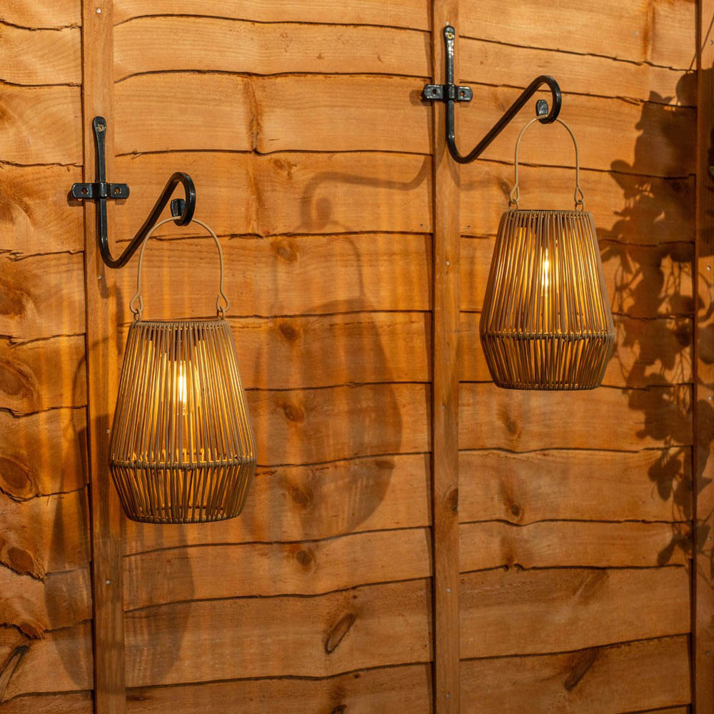 ValueLights Natural Faux Bamboo Solar Powered Outdoor Garden Lantern Light 2 Pack Image 2