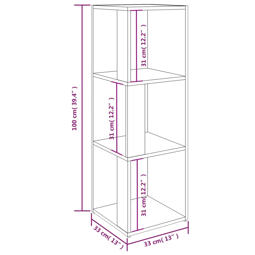 vidaXL 3 Shelf Brown Oak Corner Cabinet Image 8