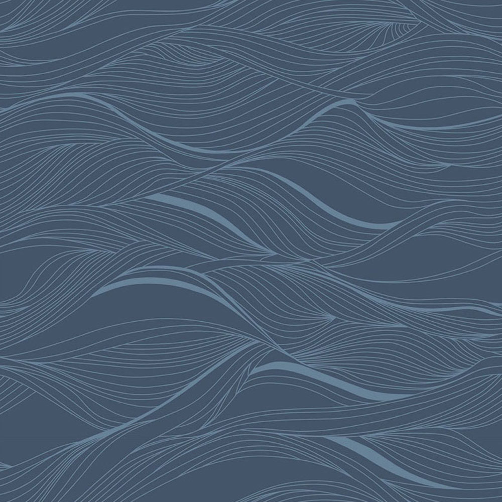 Bobbi Beck Eco Luxury Abstract Wavy Line Navy Wallpaper Image