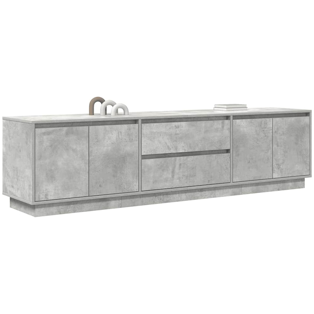 vidaXL 4 Door 2 Drawer Concrete Grey TV Cabinet with LED Lights Image 5