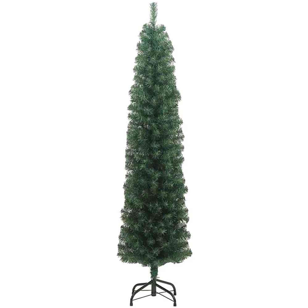vidaXL Green Artificial Christmas Tree with LEDs 8ft Image 1