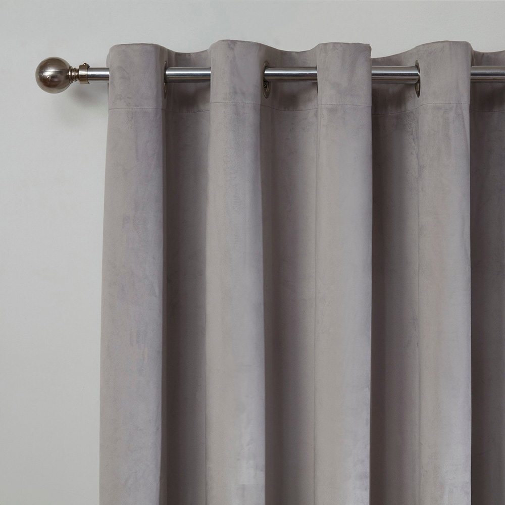 Divante Vermont Silver Velvet Blackout Curtains 168 x 137cm Image 2