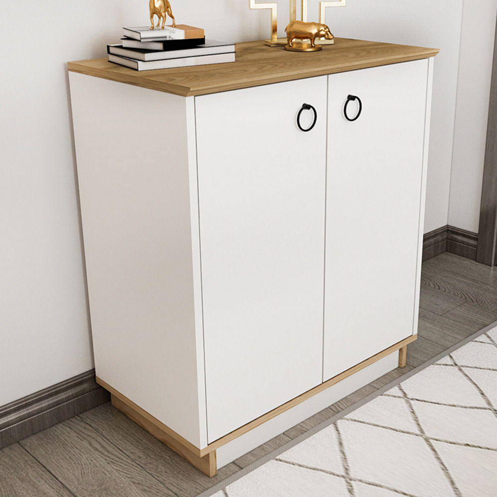 Decorotika Nuans 2 Door White and Oud Multipurpose Cabinet Image 1