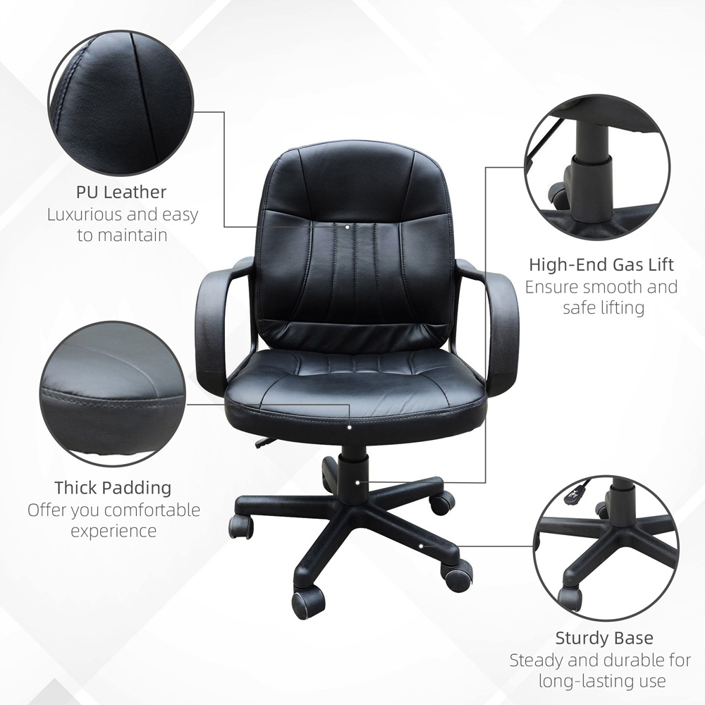 Portland Black PU Leather Swivel Executive Office Chair Image 7
