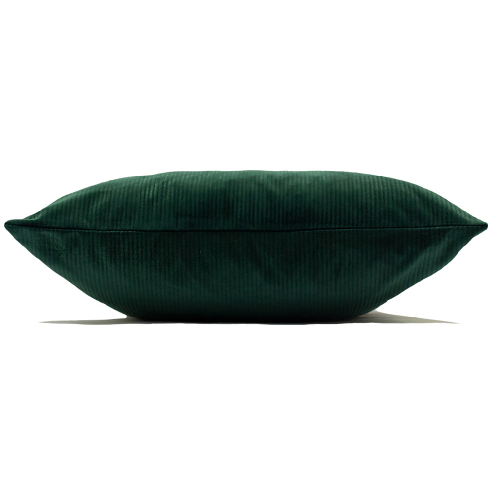 furn. Aurora Emerald Green Ribbed Velvet Cushion Image 3