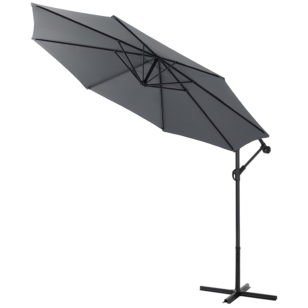 Living and Home Dark Grey Cantilever Parasol with Cross Base 3m Image 3