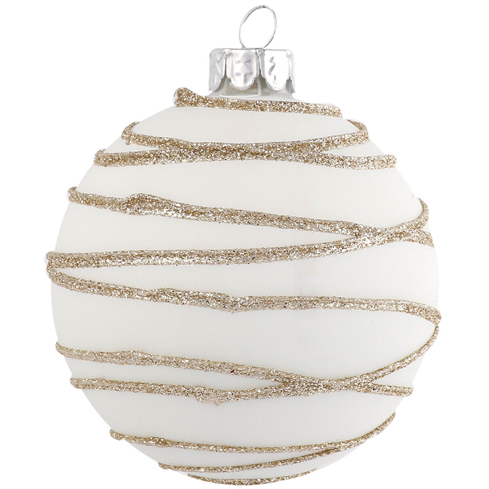 Single Decadent Bronze White Gold Glitter Christmas Bauble in Assorted styles Image 3